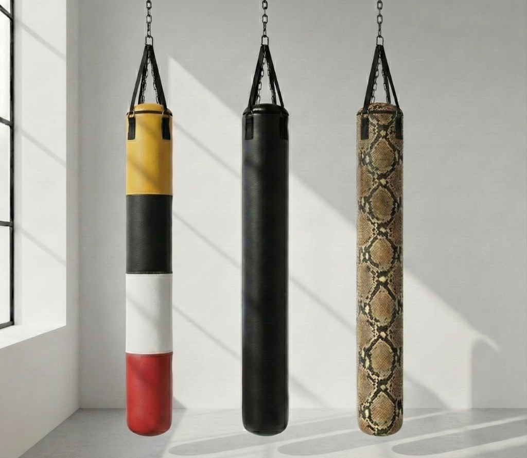 Python Bags: Compact MMA heavy bags designed for complete training in home gyms, apartments, and basements.