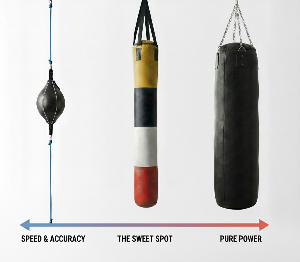 Comparison chart of the 6 best punching bags of 2026, ranked by space, versatility, and noise for home gyms and apartments
