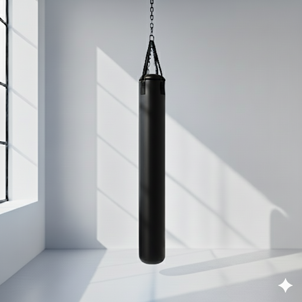 Studio close-up of Solid Black Punching Bag by Python Precision